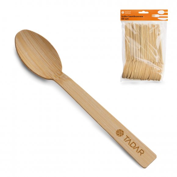 TADAR Jednorazowe łyżki drewniane / zestaw 50 sztuk / drewno bambusowe