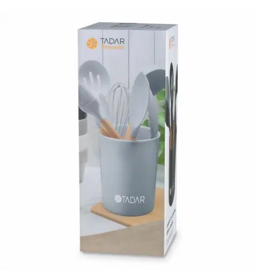 TADAR SILICO PEMI Zestaw przyborów kuchennych 7 el z bambusową rączką / czarny