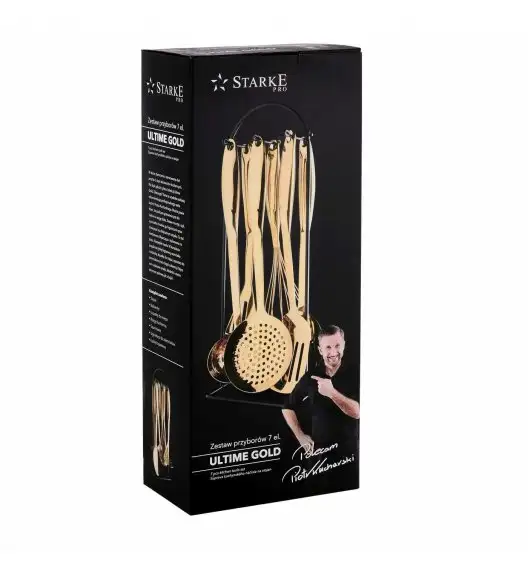 STARKE ULTIME GOLD Komplet 6 kuchennych przyborów na stojaku / stal nierdzewna 
