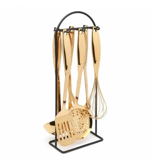 STARKE ULTIME GOLD Komplet 6 kuchennych przyborów na stojaku / stal nierdzewna 