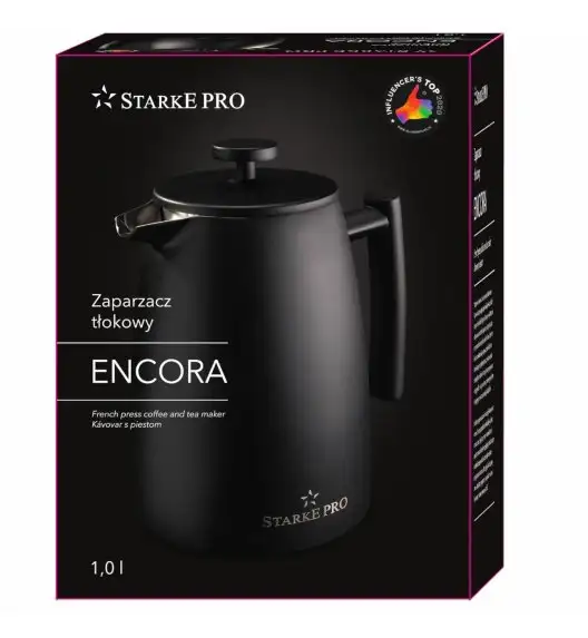 STARKE PRO ENCORA Zaparzacz typu french press / termos 1L / czarny