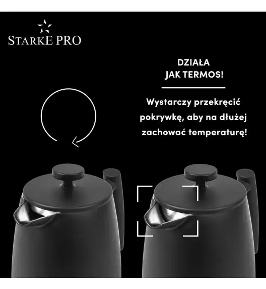 STARKE PRO ENCORA Zaparzacz typu french press / termos 1L / czarny