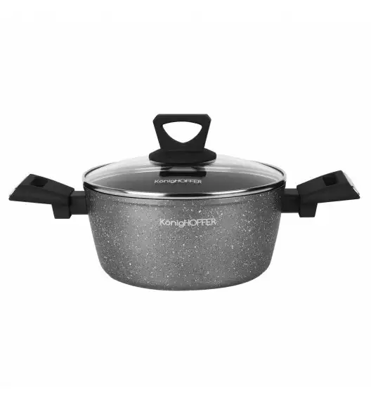 KonigHOFFER GRIGIO Garnek z pokrywką 2,4 l / 20 cm / powłoka marmurowa / indukcja