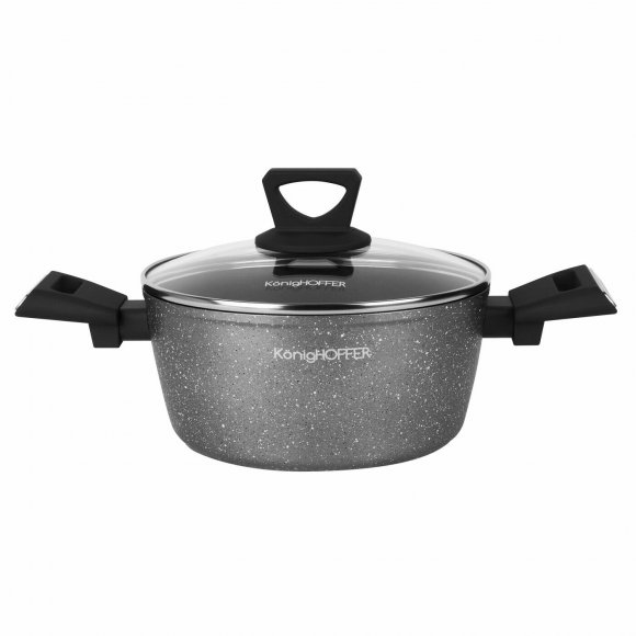KonigHOFFER GRIGIO Garnek z pokrywką 2,4 l / 20 cm / powłoka marmurowa / indukcja