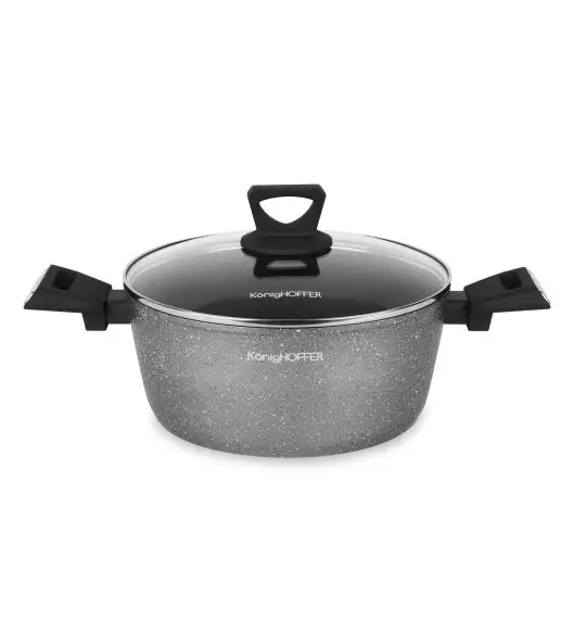 KonigHOFFER GRIGIO Garnek z pokrywką 3,9 l / 24 cm / powłoka marmurowa / indukcja