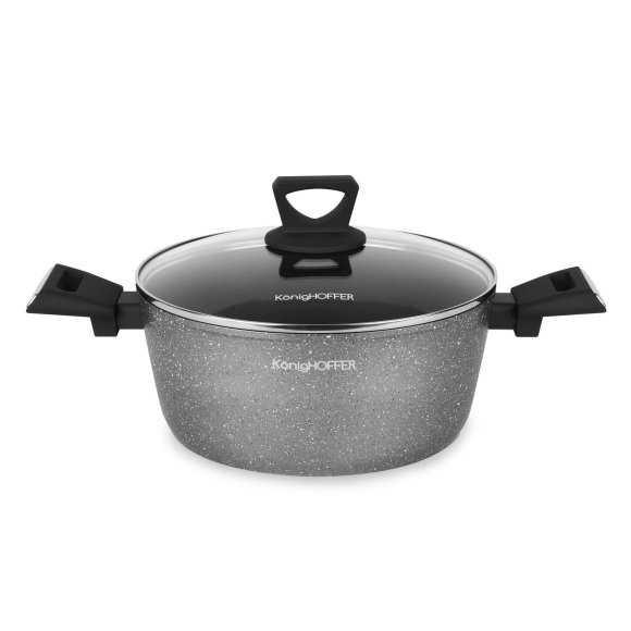 KonigHOFFER GRIGIO Garnek z pokrywką 3,9 l / 24 cm / powłoka marmurowa / indukcja