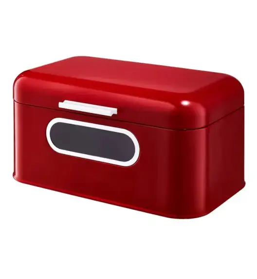 AMBITION NORDIC Stalowy chlebak z okienkiem / czerwony
