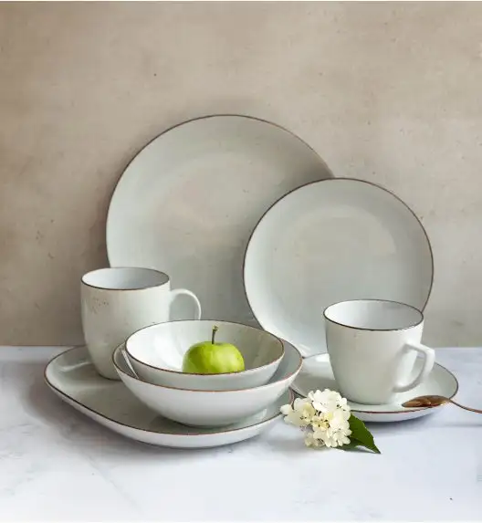 LUBIANA BOSS 6630U Serwis obiadowo - kawowy 72 el / 12 osób / budyniowy / porcelana ręcznie malowana