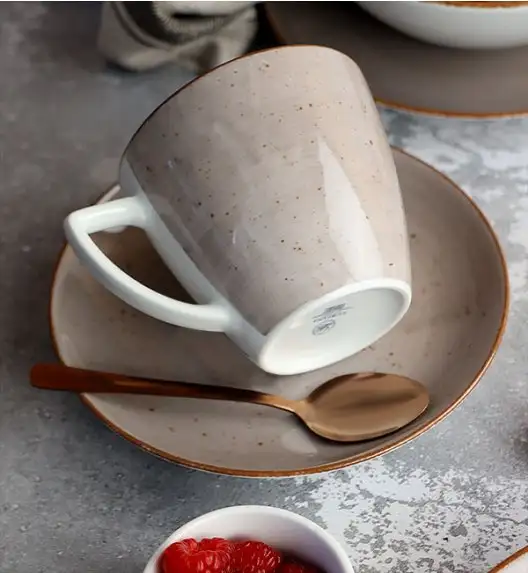 LUBIANA BOSS 6630T Serwis obiadowo - kawowy 36 el / 6 osób / brązowy / porcelana ręcznie malowana