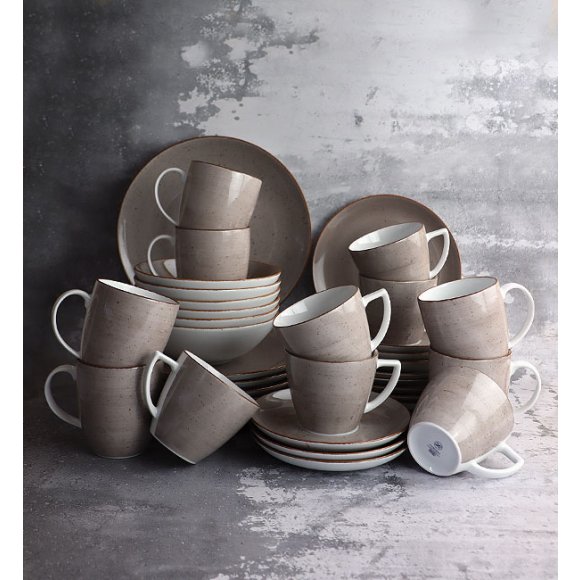 LUBIANA BOSS 6630T Serwis obiadowo - kawowy 72 el / 12 osób / brązowy / porcelana ręcznie malowana