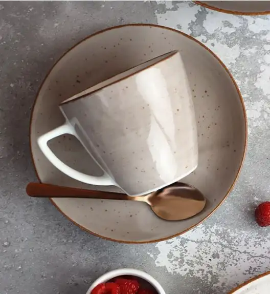 LUBIANA BOSS 6630T Serwis obiadowo - kawowy 72 el / 12 osób / brązowy / porcelana ręcznie malowana