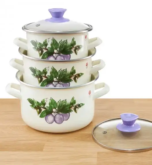 EMALIA OLKUSZ ŚLIWKA Zestaw garnków 6 el / stal emaliowana