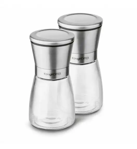 KONIGHOFFER THOR Zestaw młynków ręcznych do soli i pieprzu 170 ml / srebrne