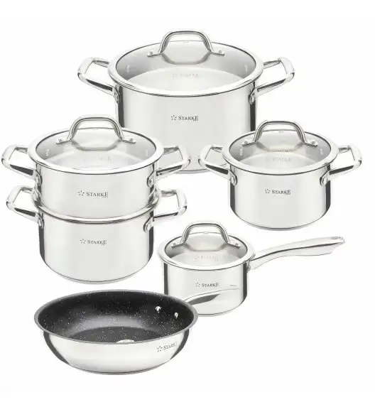 STARKE PRO TREVISO Zestaw garnków nierdzewnych z patelnią 10 el / indukcja