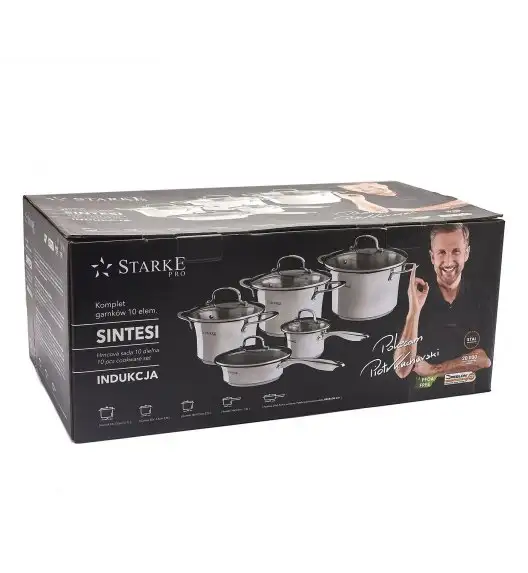 STARKE PRO SINTESI Zestaw garnków nierdzewnych z patelnią 10 el / indukcja