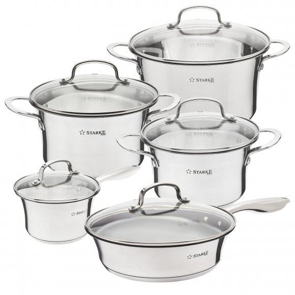 STARKE PRO SINTESI Zestaw garnków nierdzewnych z patelnią 10 el / indukcja