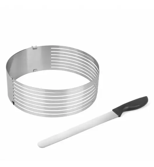 TADAR Regulowana obręcz do cięcia biszkoptu 24-26 cm + nóż 37 cm