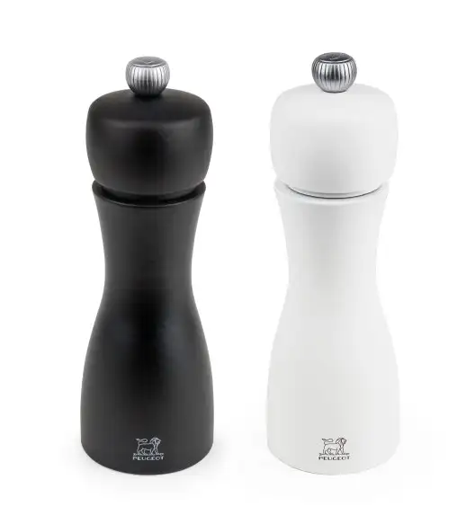 PEUGEOT TAHITI Komplet 2 młynków do soli i pieprzu 15 cm / czarny + biały / drewno bukowe