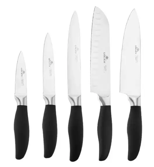 GERLACH STYLE PLUS Komplet 5 noży w bloku + Natur Tasak do ziół + deski Natur 