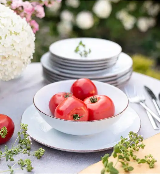 LUBIANA BOSS 6630U Serwis obiadowy 72 el / 18 osób / budyniowy / porcelana ręcznie malowana