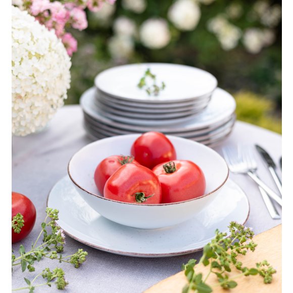 LUBIANA BOSS 6630U Serwis obiadowy 72 el / 18 osób / budyniowy / porcelana ręcznie malowana