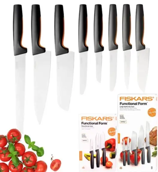 FISKARS FUNCTIONAL FORM 1057556+1057558 Komplet 8 noży (3+5) w pudełkach / stal nierdzewna
