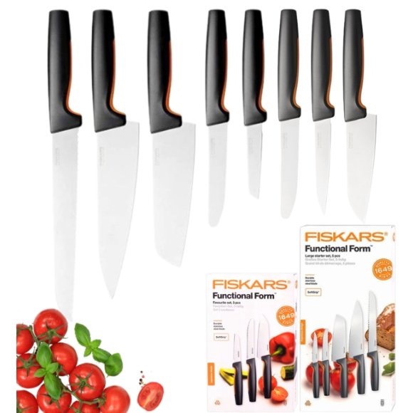 FISKARS FUNCTIONAL FORM 1057556+1057558 Komplet 8 noży (3+5) w pudełkach / stal nierdzewna