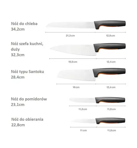 FISKARS FUNCTIONAL FORM 1057556+1057558 Komplet 8 noży (3+5) w pudełkach + ostrzałka ESSENTIAL