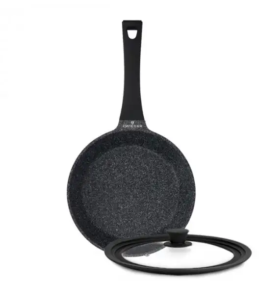 ZWIEGER BLACK STONE Patelnia 20 cm + Pokrywka uniwersalna Tadar / GREBLON non-stick