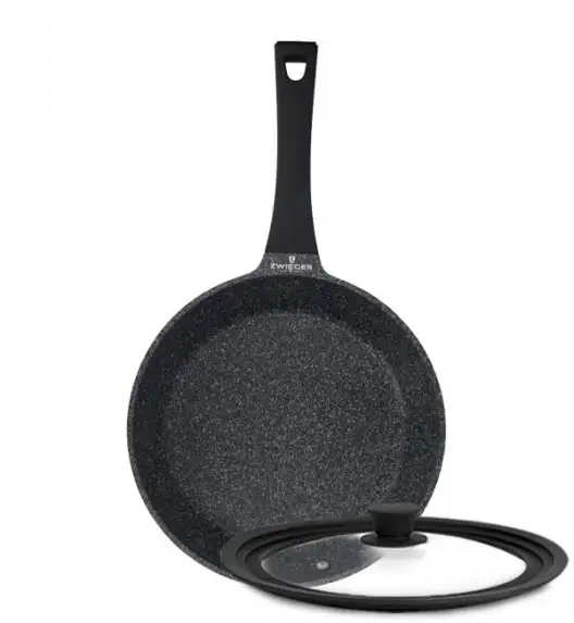 ZWIEGER BLACK STONE Patelnia 24 cm + Pokrywka uniwersalna Tadar / GREBLON non-stick