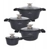 ZWIEGER BLACK STONE Zestaw garnków z pokrywkami 20, 24, 28 cm + Rondel 16 cm GREBLON non-stick