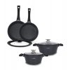 ZWIEGER BLACK STONE Zestaw garnków z pokrywkami 24, 28 cm + Patelnie 24, 28 cm + Pokrywka uniwersalna Tadar