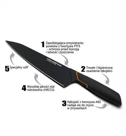FISKARS EDGE 1003099 Zestaw 5 noży kuchennych w bloku / japońska stal nierdzewna