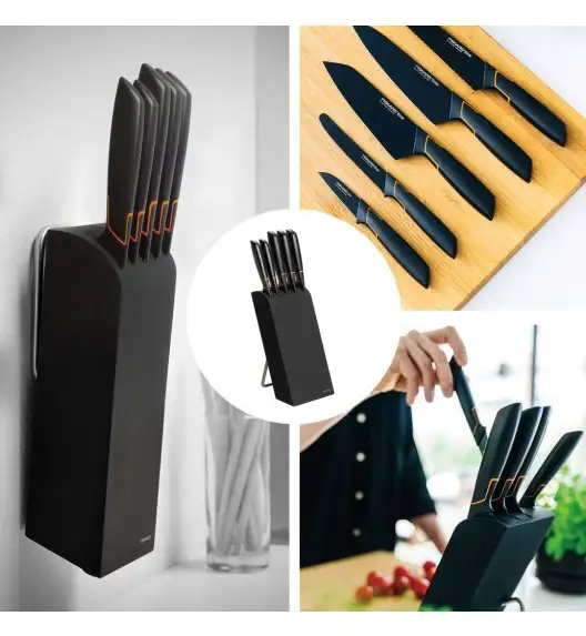 FISKARS EDGE 1003099 Zestaw 5 noży kuchennych w bloku / japońska stal nierdzewna
