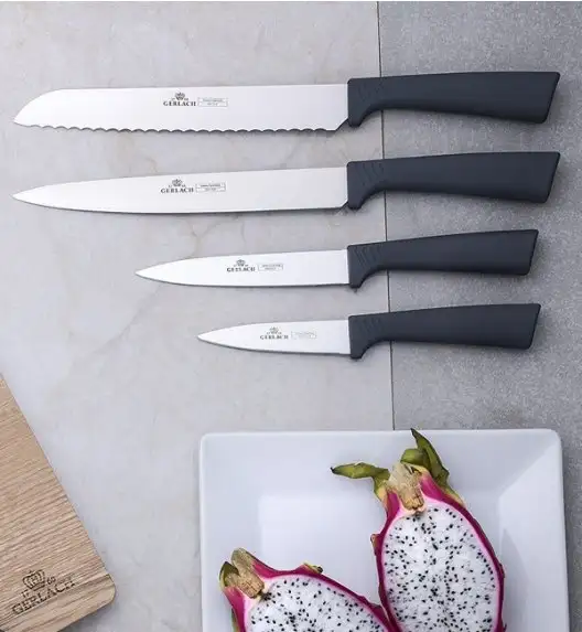 GERLACH SMART GREY Komplet 5 noży w bloku + Tasak do ziół z deską