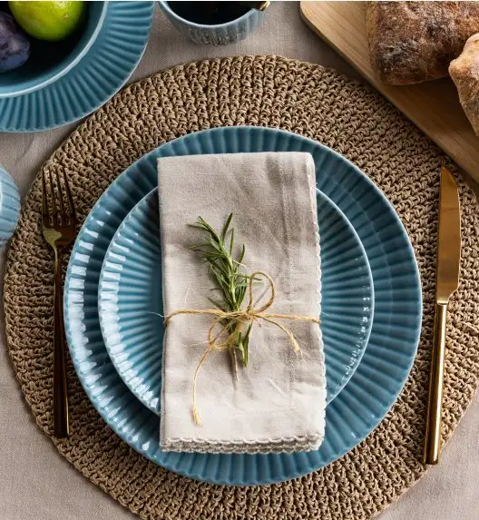 LUBIANA DAISY WATERFALL K6 Serwis obiadowy 18 osób / 54 elementy / turkusowy