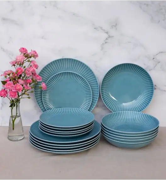 LUBIANA DAISY WATERFALL K6 Serwis obiadowy 24 os / 72 elementy / turkusowy