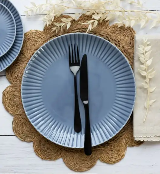 LUBIANA DAISY SEASIDE K9 Serwis obiadowy 12 osób / 36 elementów / szaro - niebieski