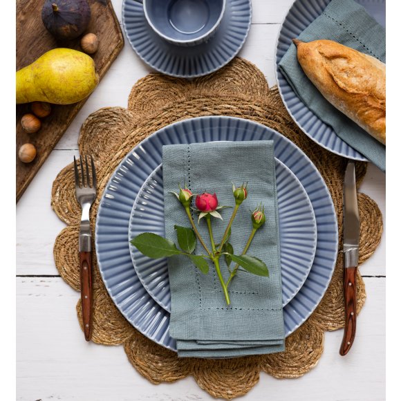 LUBIANA DAISY SEASIDE K9 Serwis obiadowy 12 osób / 36 elementów / szaro - niebieski