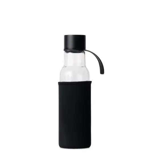 Sagaform butelka na wodę czarny pokrowiec / 0,6 l / 7 x 26 cm / szkło borokrzemowe / neopren