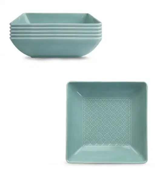 LUBIANA MARRAKESZ MORSKI 6 x Talerz głęboki 18 cm / kwadratowy 