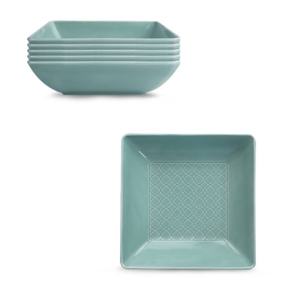 LUBIANA MARRAKESZ MORSKI 6 x Talerz głęboki 18 cm / kwadratowy 