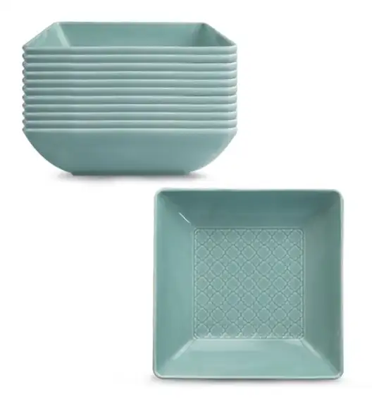 LUBIANA MARRAKESZ MORSKI 12 x Talerz głęboki 18 cm / kwadratowy 