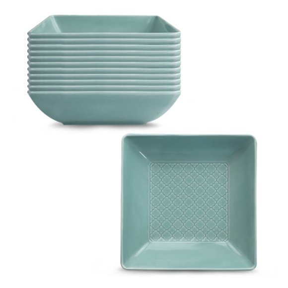 LUBIANA MARRAKESZ MORSKI 12 x Talerz głęboki 18 cm / kwadratowy 