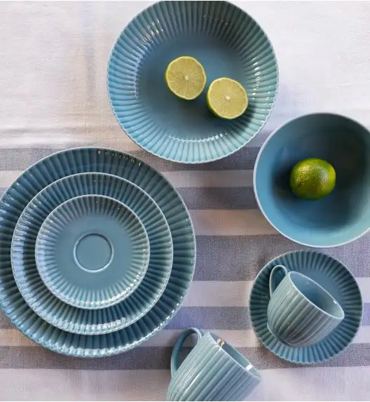 LUBIANA DAISY WATERFALL K6 Serwis obiadowy 12 osób / 48 elementów / turkusowy