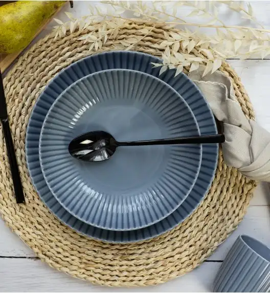 LUBIANA DAISY SEASIDE K9 Serwis obiadowy 6 osób / 24 elementy / szaro - niebieski