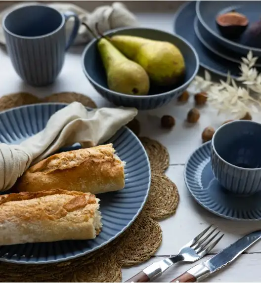 LUBIANA DAISY SEASIDE K9 Serwis obiadowy 12 osób / 48 elementów / szaro - niebieski