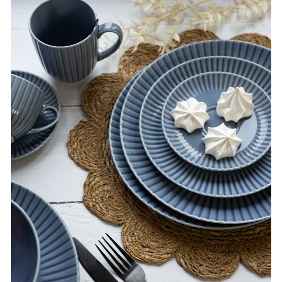 LUBIANA DAISY SEASIDE K9 Serwis obiadowy 12 osób / 48 elementów / szaro - niebieski