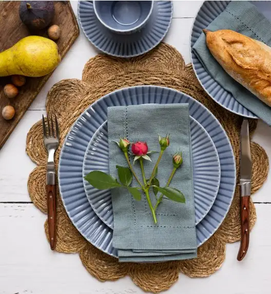 LUBIANA DAISY SEASIDE K9 Serwis obiadowy 12 osób / 48 elementów / szaro - niebieski