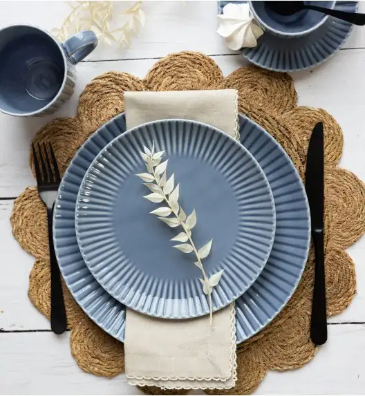 LUBIANA DAISY SEASIDE K9 Serwis obiadowy 24 osoby / 96 elementy / szaro - niebieski